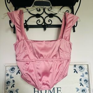 Urban Outfitters Out From Under Dusty Rose Satin Corset Top